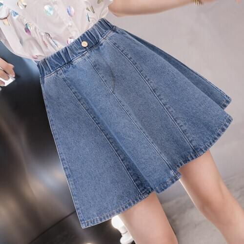 New High Waist Loose 5XL Large Size Denim Skirt Women Summer Blue Mini Short Skirt 2020 Ropa Mujer Spodenki Damskie K5898