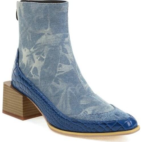 QPLYXCO Zapatos De Mujer 2021 Retro Zip Pointed High Heel Platform Shoes Ankle Boots Womens Winter Plus Size Boots 34-48 33-4