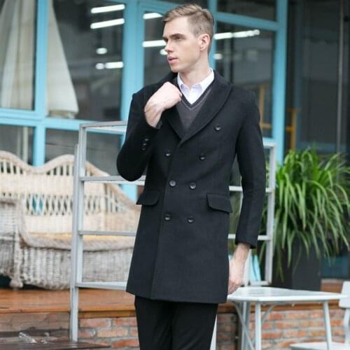 Thoshine Brand Winter 37% Wool Men Thick Coats Double Breasted Classic Turn Down Collar Male Fashion Wool Blend Jackets Trench