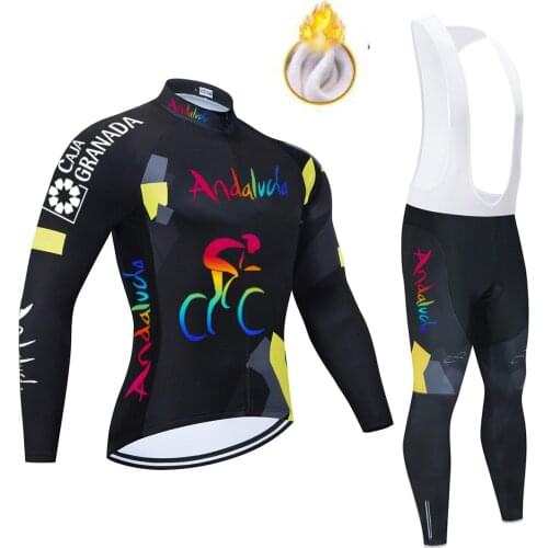 Winter Thermal Fleece Andalucia Cycling Jersey Set 2021 Racing Bike Cycling Suits Bicycle Cycling Clothing Ropa Ciclismo