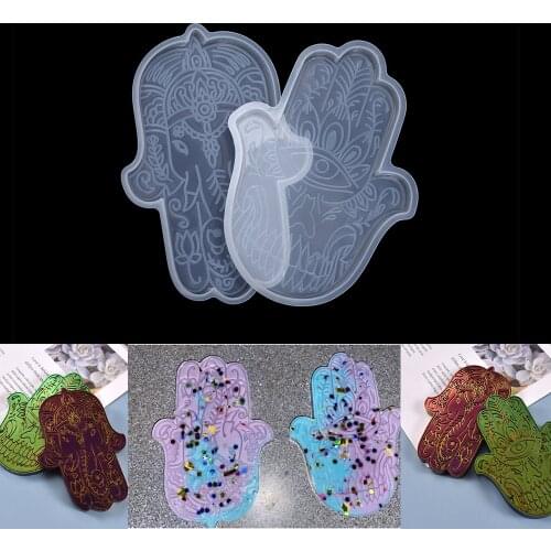 1Pcs Palm Dish Plate Storage Tray Silicone Mold Hand Of Fatima GodS Eye Crystal Epoxy Resin Mold for DIY Jewelry Making Tool