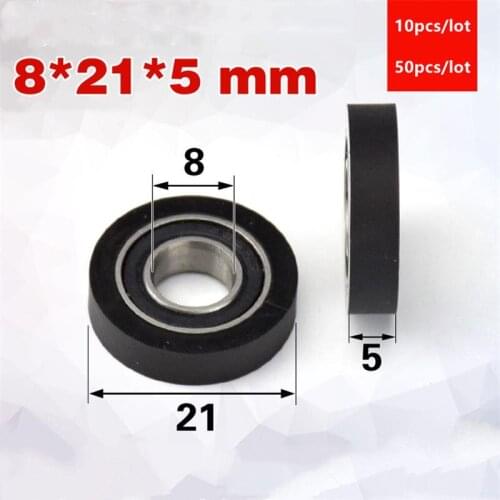 10pcs/50pcs 8*21*5mm polyurethane PU 688 688RS low noise roller bearing friction pulley soft rubber 8x21x15