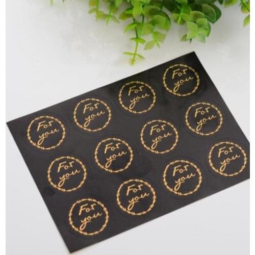 1200pcs/lot Black circle Brozing Sealing Stickers For You series floral hoop sticker self-adhesive Sticker DIY Handmade 35mm