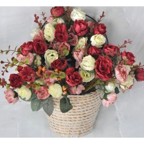 21 Head /1 Bouquet Artificial Rose Colorful Silk Flower Capable Fake Flowers For Beauty Home Party Wedding Decor 405