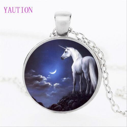 3 Color New Steampunk Style Dearm Unicorn Art Photo Retro Pendant Chain Dome Chain Jewelry For Girl Women