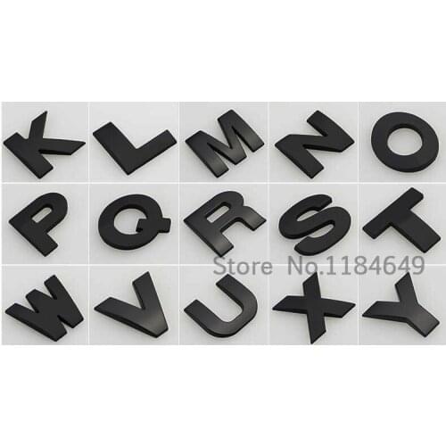 5pcs/lot DIY 3D chrome letters number metal stickers black silver 25mm car room parking decorative alphabet digital figure word