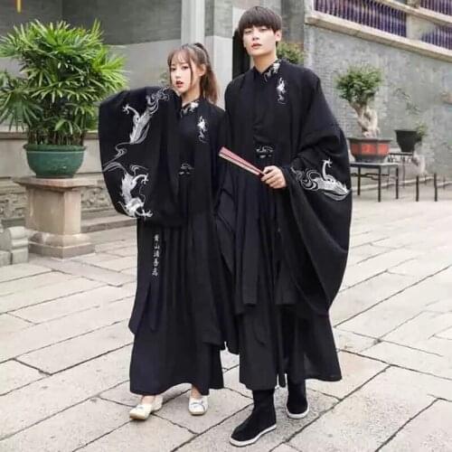 Adult Couples Black Hanfu Sets Traditional Chinese Fancy Dress Couple Men women Halloween Cosplay Costume