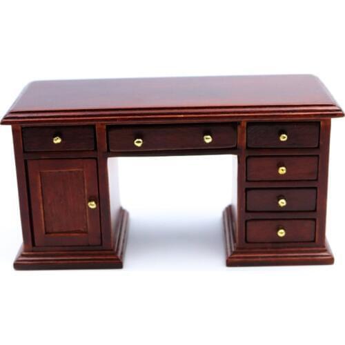 G07-X002 children baby gift Toy 1:12 Dollhouse mini Furniture Miniature rement Doll accessories wooden Office desk D041 1pcs