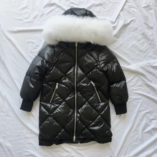 2019 Children Winter Warm White Duck Down Coat Girls Clothing Windrproof Clothes Natural Fur -30 Degrees Coats for Kids Parka