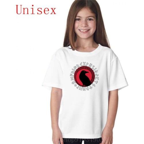 Back designs Futhark The Crow With Raven Celtic-Viking white girls tshirt kids clothes boys teenage girls clothing popular