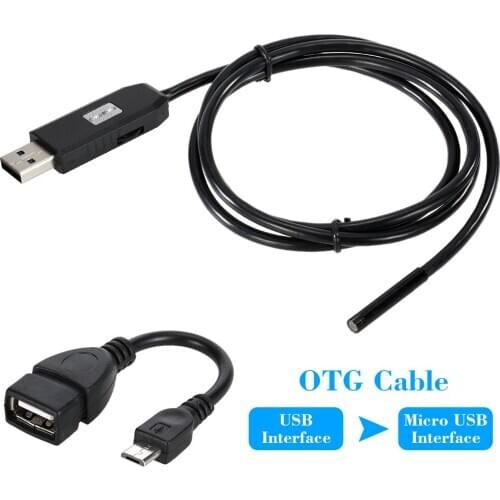 5.5MM Lens Endoscope IP67 Waterproof Inspection Borescope USB Wire Snake Tube Camera 6LEDS for OTG Android Smart Phones