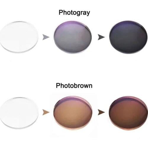1.56/1.61 Transition Photochromic Glasses Optical Lenses Myopia Presbyopia Sunglasses Single Vision Lens Gray Brown Chameleon