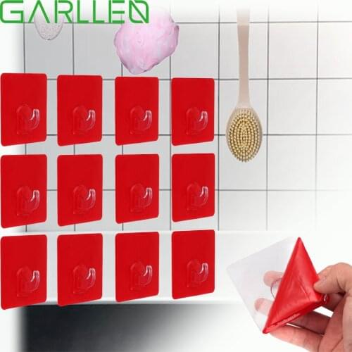 GARLLEN 12pc Adhesive Wall-Sticky Hook Holder for Wood Tile Ceramic Metal Any Smooth Surface for Hanging Thing Below 10kg