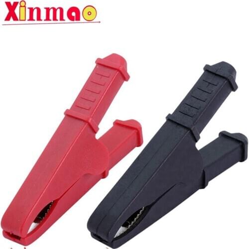 2Pcs 50A Red + Black 75mm Insulated Crocodile Crocodile Car Caravan Van Battery Test Lead Clips Best Promotion Alligator Cli
