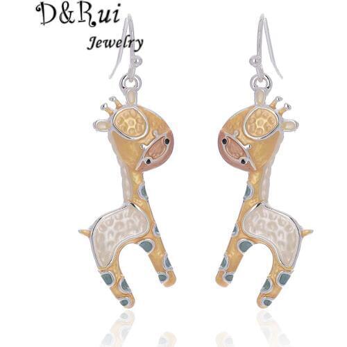 Korean 2020 Cute Giraffe Drop Earrings for Women Female Jewelry Lovely Animal Enamel Metal Pendant Earrings Hanging Earring New