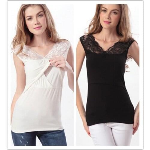 Lace Maternity Vest Women Mom Pregnant Nursing Baby Tank Top Tops Maternidad Ropa Lactancia Breastfeeding T Shirt