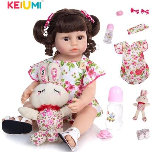 KEIUMI Reborn Dolls 55 cm Full Silicone Body Realistic Fashion Bebe Reborn Doll Boneca Reborn Toy For Kid Birthday Xmas Gift