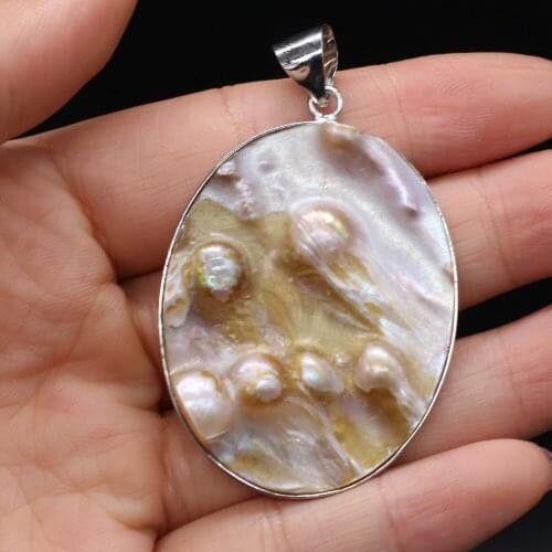 Natural Pearl-Shell Pendant Exquisite Oval For Jewelry Making Charms DIY Necklace Bracelet Anklet Accessory