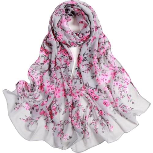 Summer Chiffon Scarf Women Hijab Large Floral Print Shawl Wraps Foulard Beach Tippet Shrugs Female Sunscreen Sjaals Dames Stole