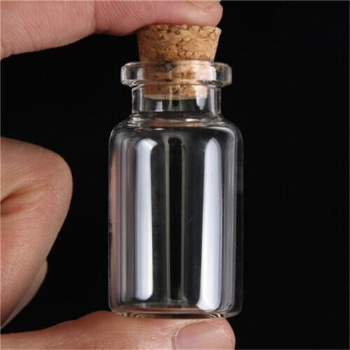 Small Cute Mini Cork Stopper Glass Bottles Vials Jars Containers Small Wishing Bottle Glass Craft 10pcs 45x24mm 12ml