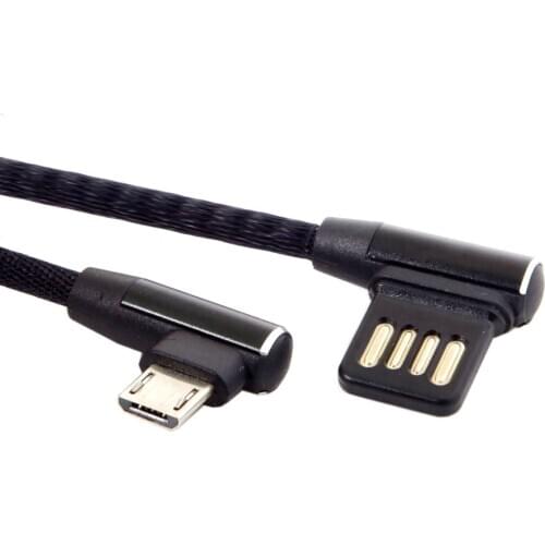 Micro USB 5Pin to Left Right Angled 90 Degree USB 2.0 Data Cable with Sleeve for Tablet & Phone 15cm
