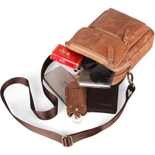 2021 New Genuine Leather Men Vintage Handbags Small Flap Mens Shoulder Messenger Crossbody Bag Casual Office Pocket Satchels