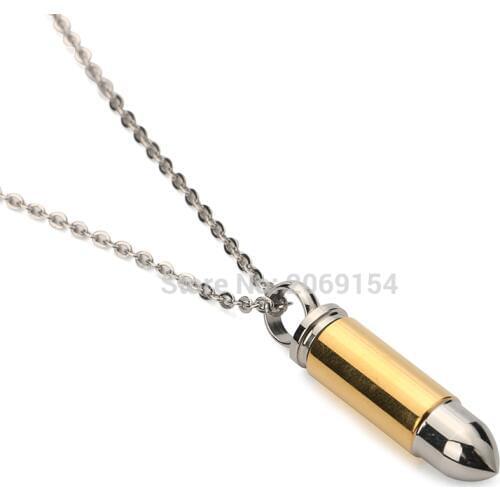 Men Fashion Choker Necklace Gold Jewelry Charms Stainless Steel Male Bullet Accessories Vintage Pendant Titanium