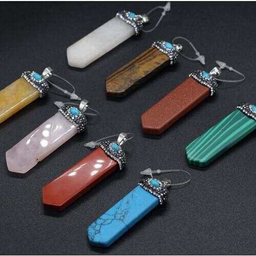 Natural Stone Pendant Sword Shaped Semi-precious Pendant For Jewelry Making DIY Necklace Bracelet Earrings Accessory
