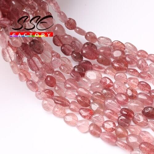 Irregular Natural Strawberry Quartz Stone Beads Loose Spacer Beads For Jewelry Making DIY Earrings Bracelet Charms 15'' Strand