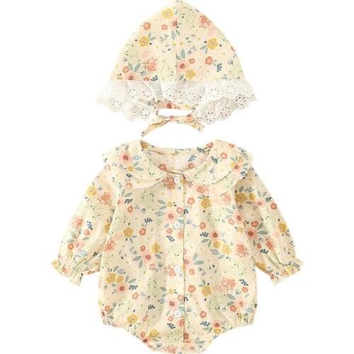 Fall Clothes for Kids Girls Costume Bodysuits + Hat Baby Girl Romper Infant Outfit Fashion Spring Autumn Print