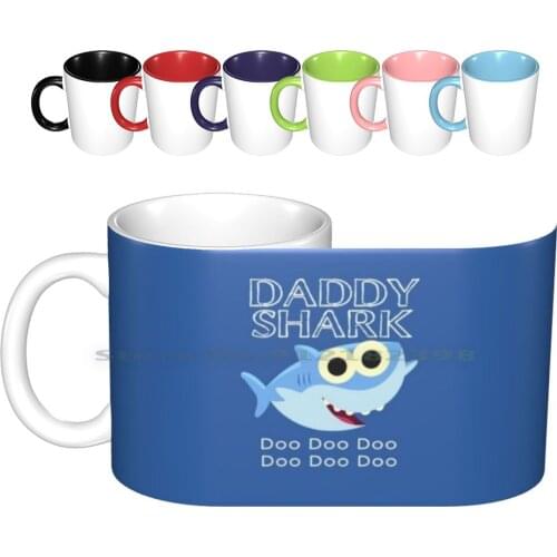 Doo Doo For Dad Gift Ceramic Mugs Coffee Cups Milk Tea Mug Mama Shark Shark For Men Shark For Men Womens Kids Summer Break For