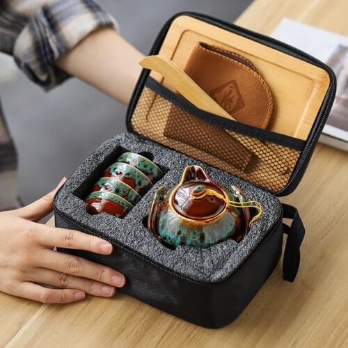 Portable Travel Tea Set Kung Fu Tea Set Teapot 1 Pot 4 Cup Tea Set Chinese Tea Set Teapot Set Multicolor Teaware Gift For Friend