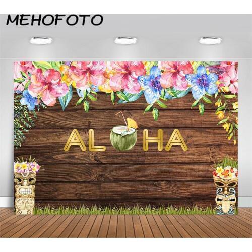 MEHOFOTO Aloha Party Backdrop Summer Aloha Tiki Mask Luau Birthday Decoration Backdrop for Photo Booth Photography Background