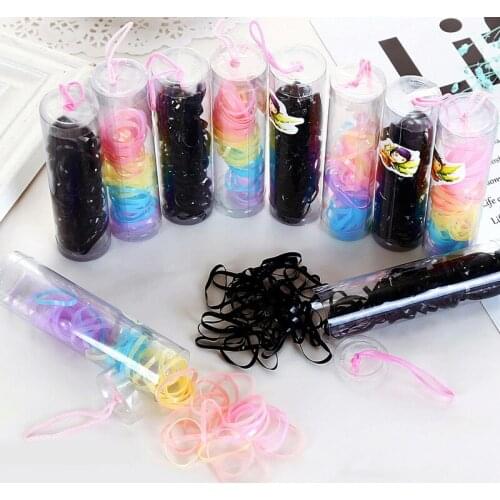 1Box Colorful Hair Elastic Rope Rubber Band For Women Girls Bind Tie Ponytail Holder Accessories Hair Styling Tools