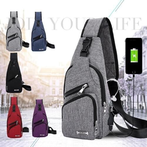 Men One Shoulder Backpack Women Sling Bag USB Boys Cycling Sports Travel Versatile Fashion Bag Student School University