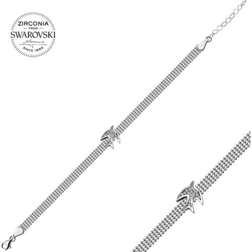 Silverlina Silver Swarovski Zirconia Gemstone Bird Bracelet