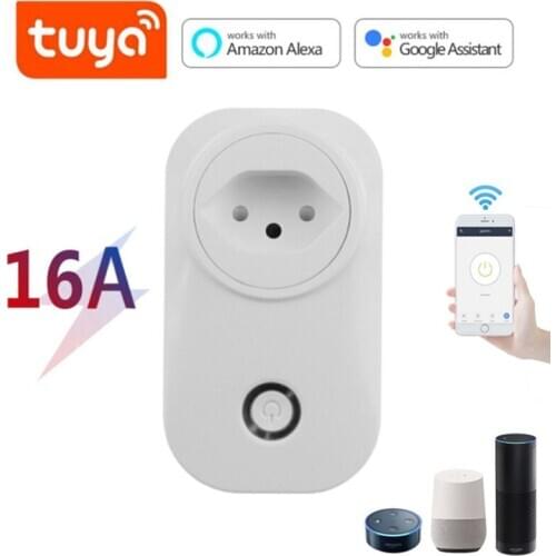 Brazil 16A Smart Wifi Socket Tuya Wireless Voice Control Plug 100-250V Smart Timing Switch Work With Alexa Google Home IFTTT APP