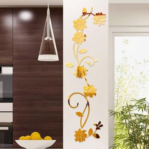 Mirror Flower Refrigerator Sticker Home Decoration Kitchen Wall Stickers Party Sticker Kid Room Wallpaper Kawaii Room Decoration