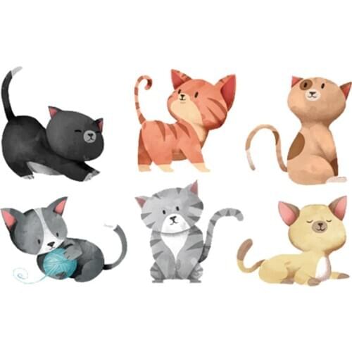 Animal Iron-on Transfers Patches For Clothing Vinyl Thermo Stickers Applique Diy Cat Heat transfer Thermo Stripes On Clothes Set