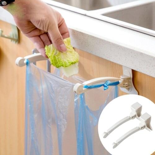 1 Pair Kitchen Rotatable Garbage Bag Rack Cupboard Door Back Trash Bag Bracket Hook Cabinet Trash Hook Rack