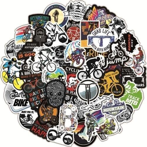 50PCS Mountain Biking Cyclist Stickers Laptop Guitar Luggage Skateboard Bike Car Waterproof Cool Sticker Decal Kid Classic Toys