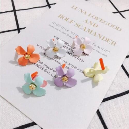 10pcs/lot new creative crystal flower charms connectors for diy paint stud earrings pendant jewelry making accessories material