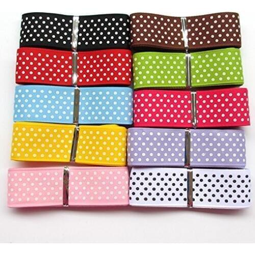 10Y 1" (25mm) Grosgrain ribbon Dots printed ribbon dots, DIY hairbow accessories