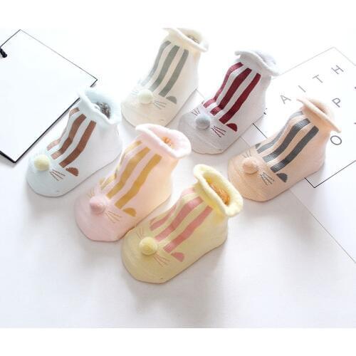AiKway New Baby Socks Cotton Socks Boy Girl Children Striped Anti-slip Socks Infant Newborn Bed Socks Baby Clothing