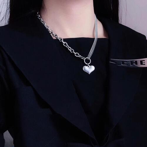 Heart Pendant Chain Necklace Collars For Women Stainless Steel Jewelry Layered Necklaces Never Rub Off Choker
