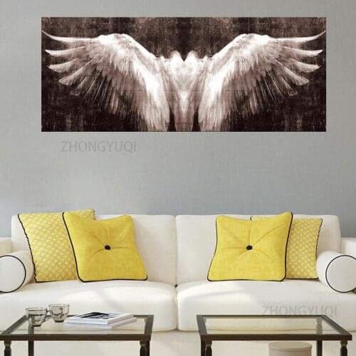 Black and white angel wings wall posters and print vintage wall canvas wings living room art deco wall pictures