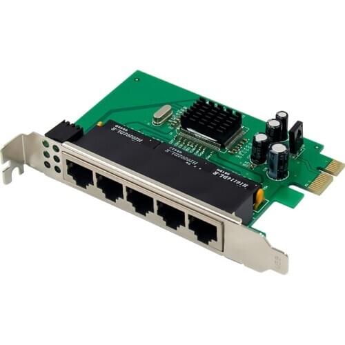 PCIE X1 IC Plus Chip IP175C 5 Port RJ45 10/100 Ethernet Switch Card Transceiver Adapter Full-duplex Half-duplex Networking