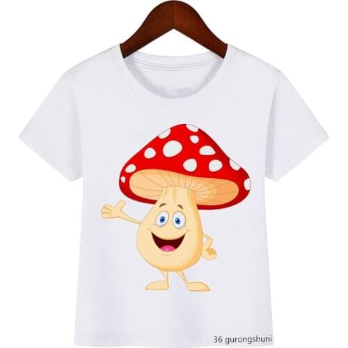 T-shirts for boys/girls cute and funny mushroom cartoon print kids t shirt summer vogue kids tshirt high quality tops wholesale