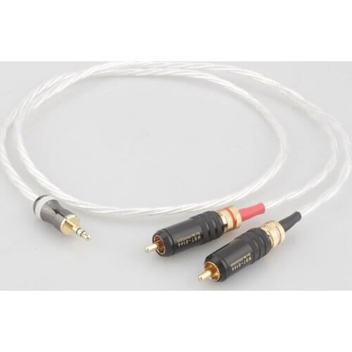 HIFI Odin audiophile silver aux 3.5mm headset plug to 2rca jack Audio signal line Computer and audio connection cable