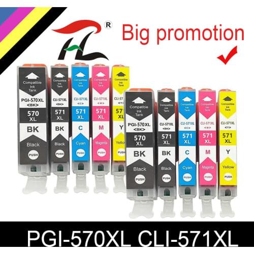 HTL 2 set PGI-570XL CLI-571XL Compatible ink cartridge for Canon 570xl 571xl PGI570 pgi570 for MG5750 5751 5752 5753 6850 51 52